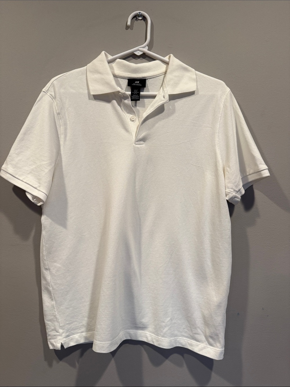 H&M White Men's Polo Shirt with Short Sleeves
